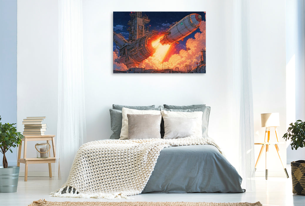 Premium Textil-Leinwand Szene aus "Von der Erde zum Mond" von Jules Verne