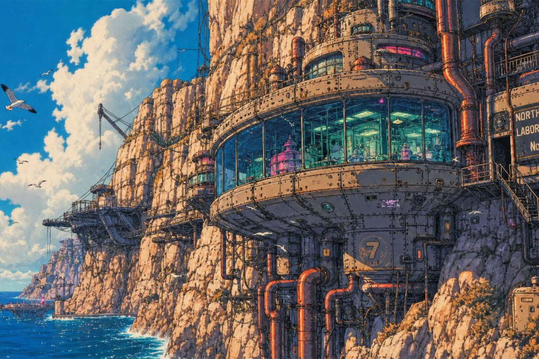 Premium Textil-Leinwand Szene aus "Die geheimnisvolle Insel" von Jules Verne