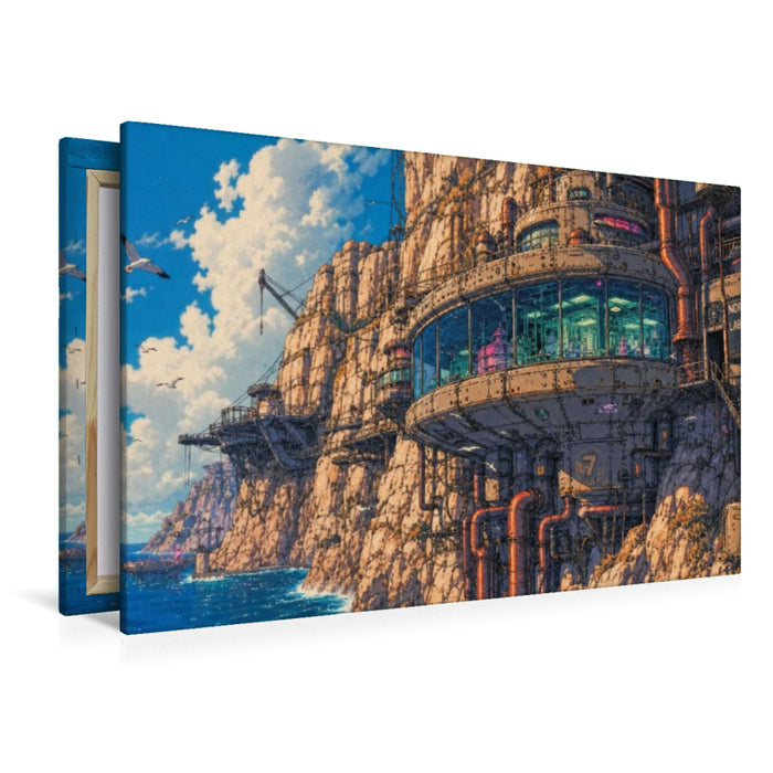 Premium Textil-Leinwand Szene aus "Die geheimnisvolle Insel" von Jules Verne