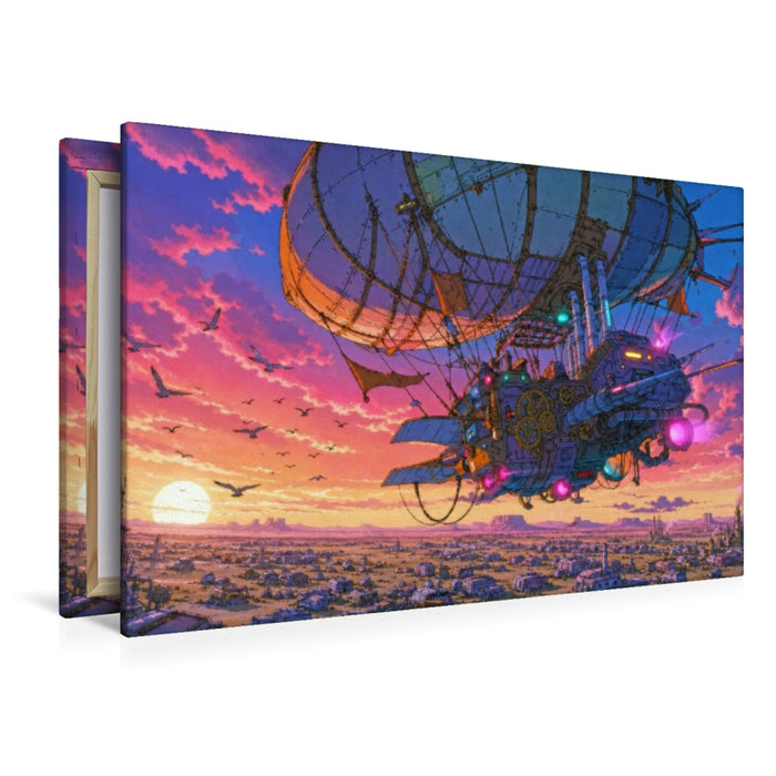 Premium Textil-Leinwand Szene aus "Fünf Wochen im Ballon" von Jules Verne