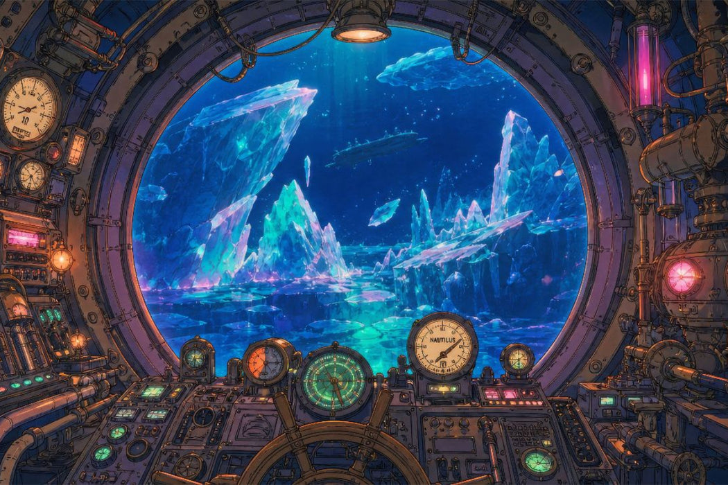 Premium Textil-Leinwand Szene aus "20.000 Meilen unter dem Meer" von Jules Verne