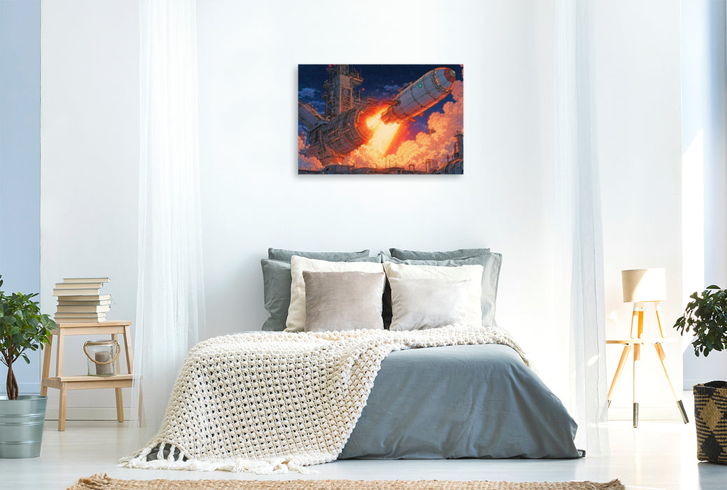 Premium Textil-Leinwand Szene aus "Von der Erde zum Mond" von Jules Verne