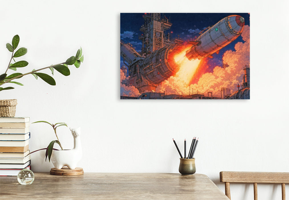 Premium Textil-Leinwand Szene aus "Von der Erde zum Mond" von Jules Verne