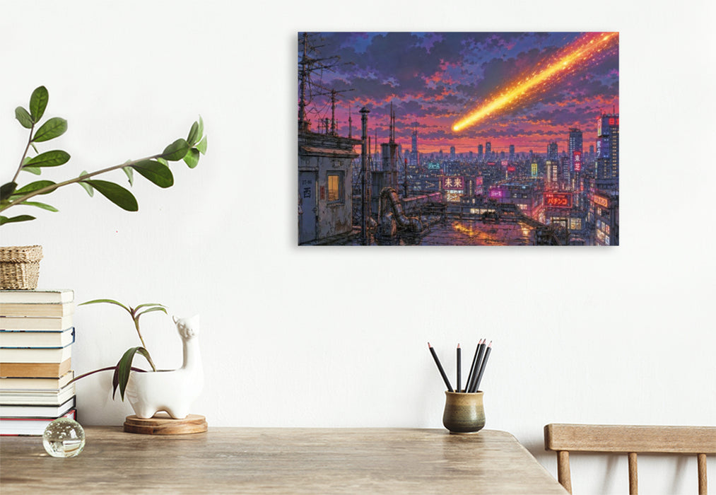 Premium Textil-Leinwand Szene aus "Die Jagd nach dem Meteor" von Jules Verne
