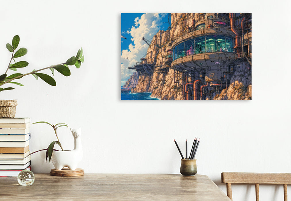 Premium Textil-Leinwand Szene aus "Die geheimnisvolle Insel" von Jules Verne