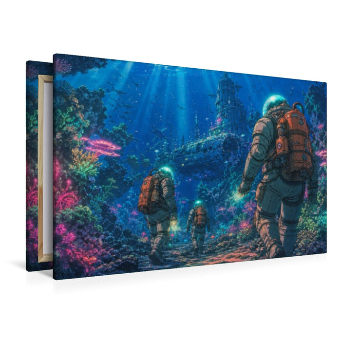 Premium Textil-Leinwand Szene aus "20.000 Meilen unter dem Meer" von Jules Verne