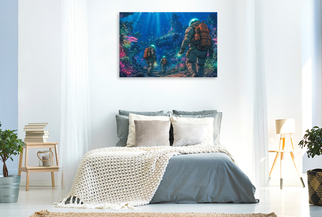 Premium Textil-Leinwand Szene aus "20.000 Meilen unter dem Meer" von Jules Verne