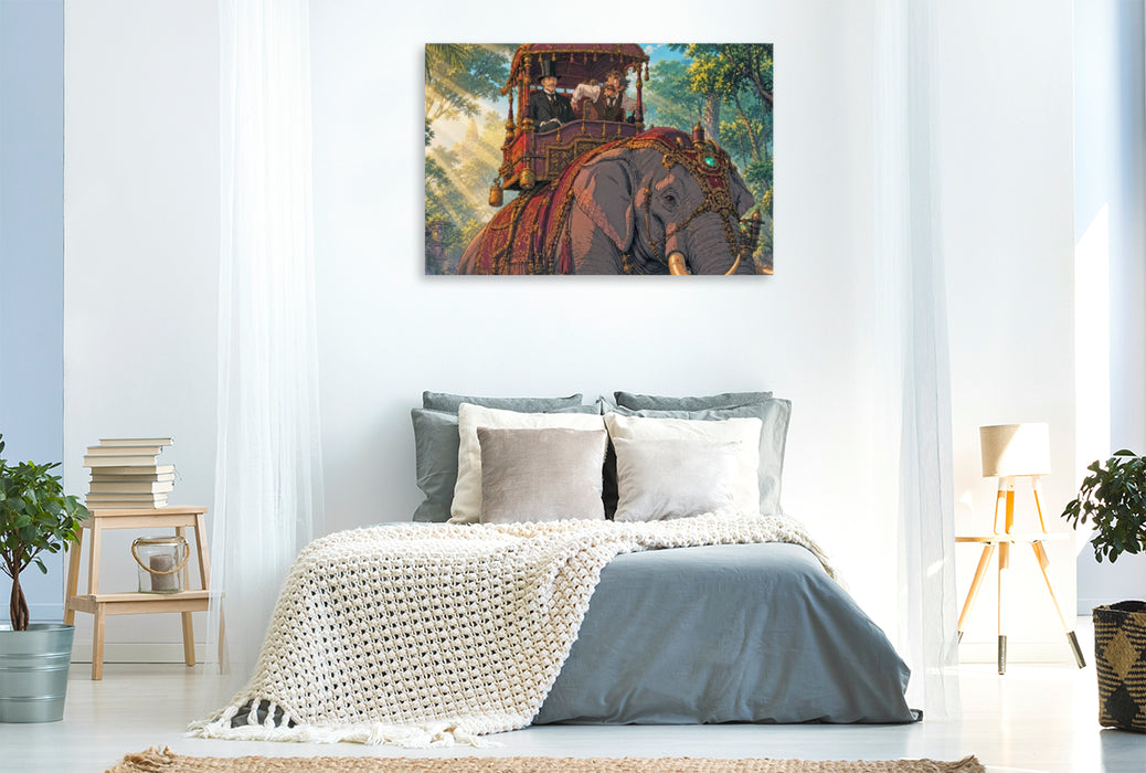 Premium Textil-Leinwand Szene aus "In 80 Tagen um die Welt" von Jules Verne