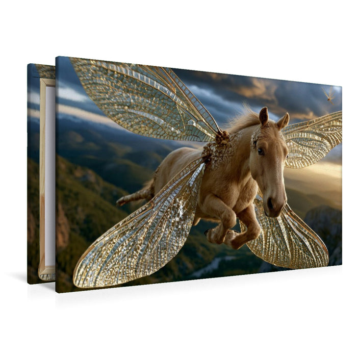 Premium Textil-Leinwand Libellenpferd