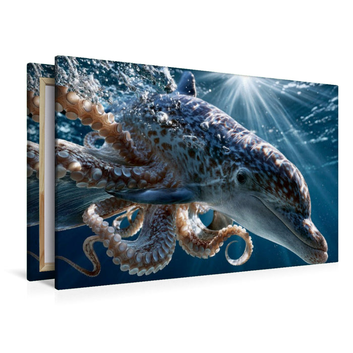 Premium Textil-Leinwand Krakendelfin