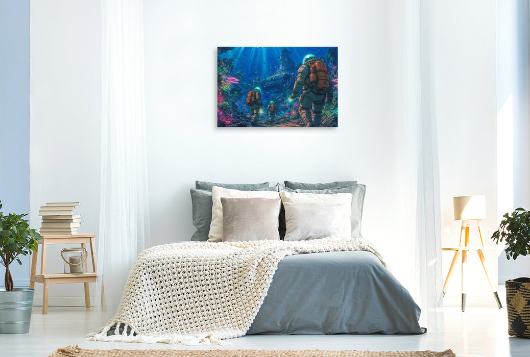 Premium Textil-Leinwand Szene aus "20.000 Meilen unter dem Meer" von Jules Verne