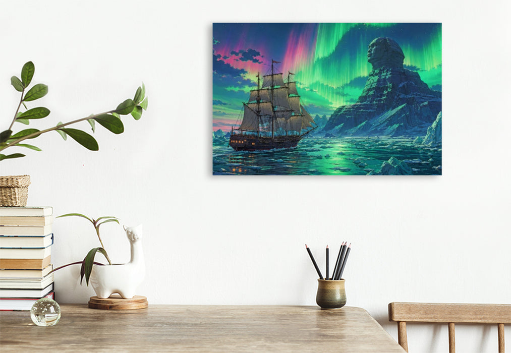 Premium Textil-Leinwand Szene aus "Die Eissphinx" von Jules Verne