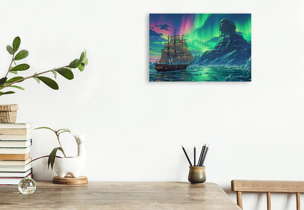Premium Textil-Leinwand Szene aus "Die Eissphinx" von Jules Verne