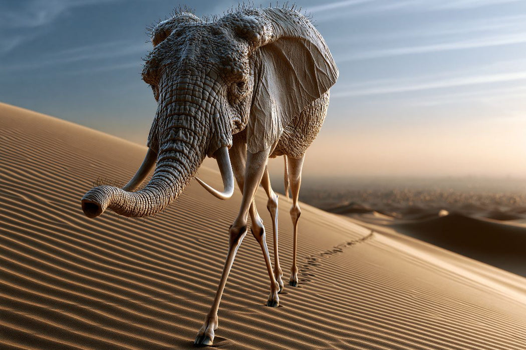 Premium Textil-Leinwand Wüstenelefant