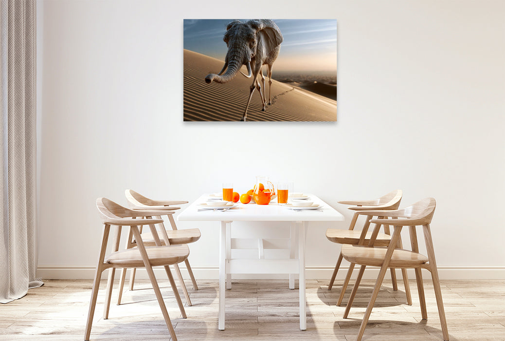 Premium Textil-Leinwand Wüstenelefant