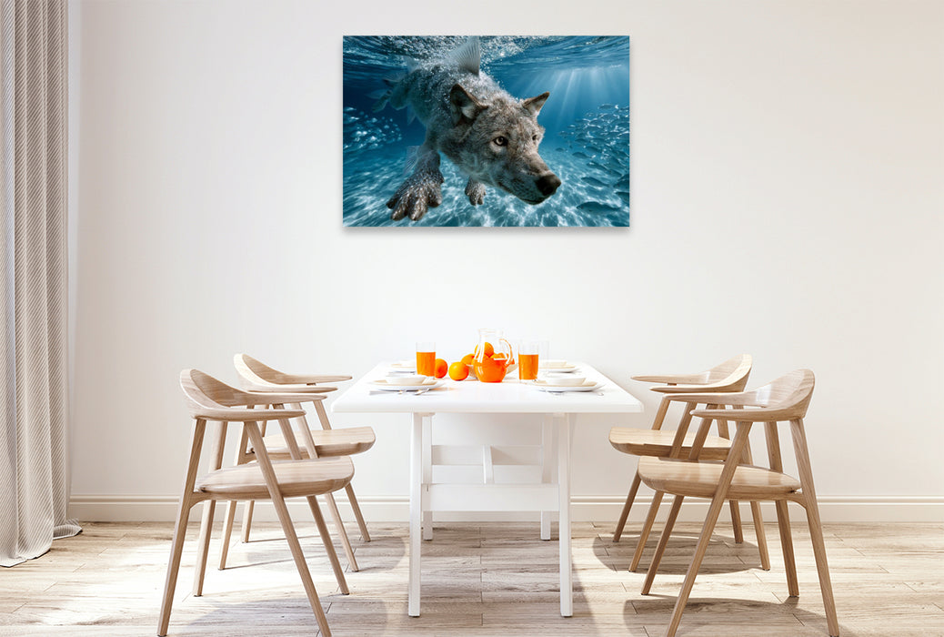 Premium Textil-Leinwand Meereswolf