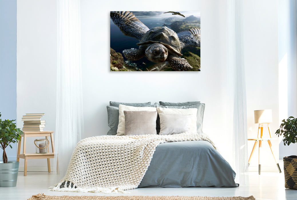 Premium Textil-Leinwand Flugschildkröte