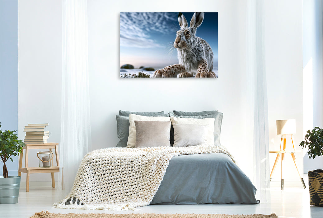 Premium Textil-Leinwand Luchshase