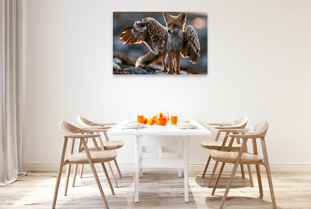 Premium Textil-Leinwand Flugfuchs