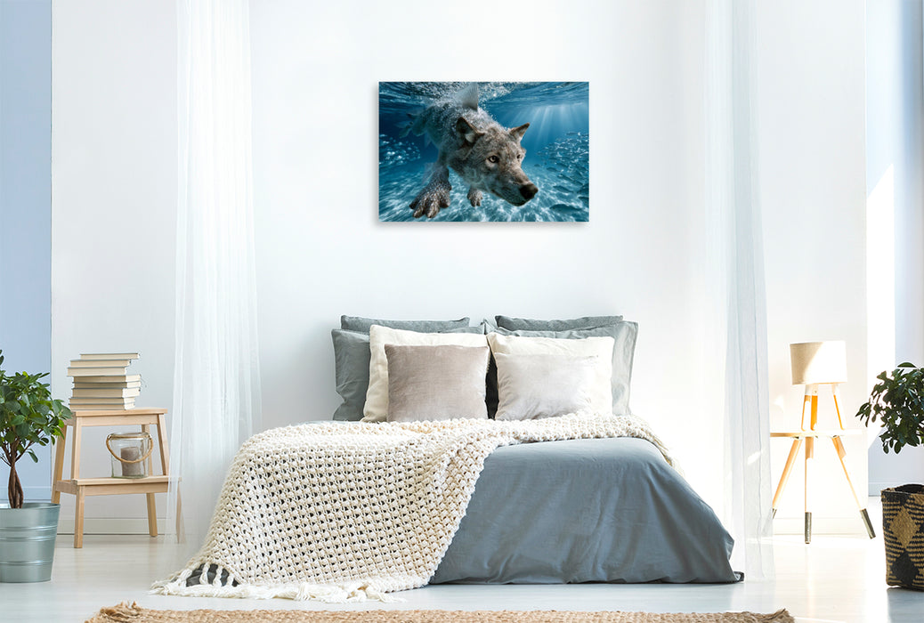 Premium Textil-Leinwand Meereswolf