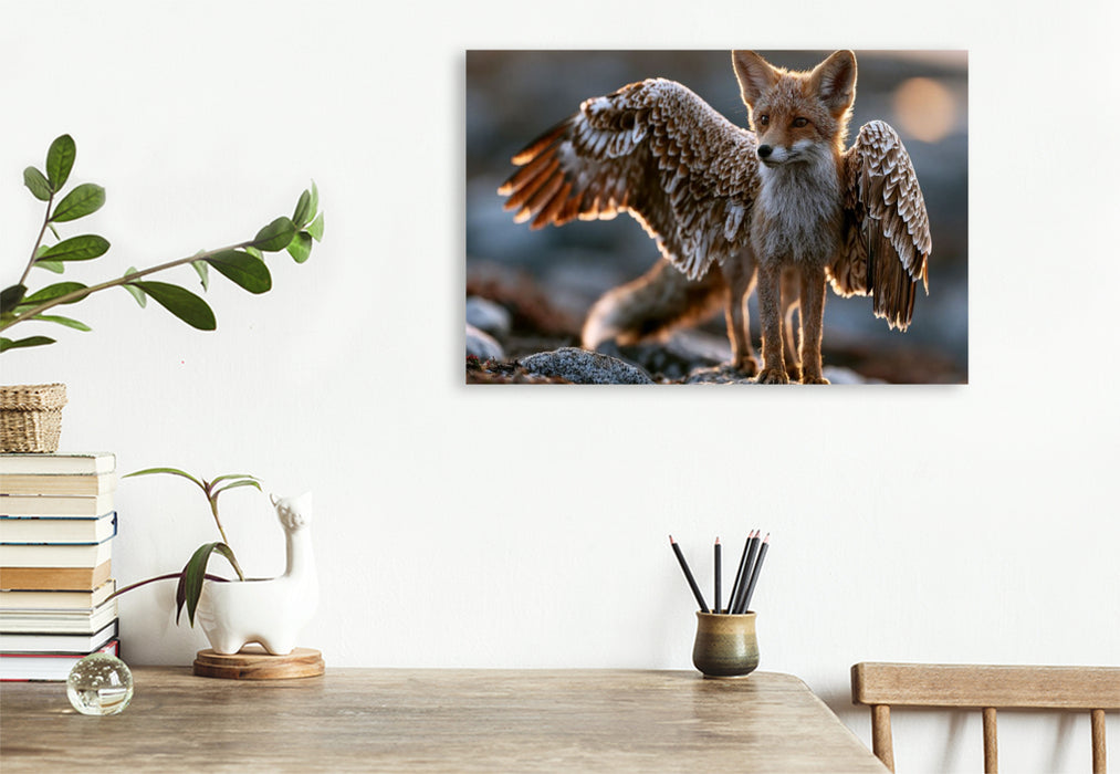 Premium Textil-Leinwand Flugfuchs