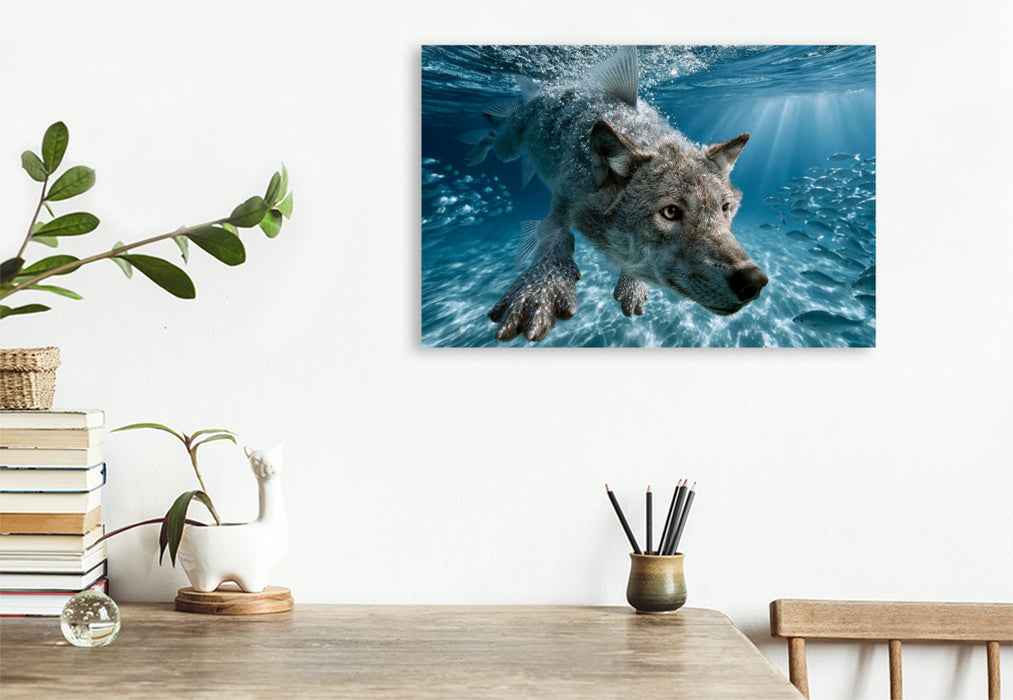 Premium Textil-Leinwand Meereswolf
