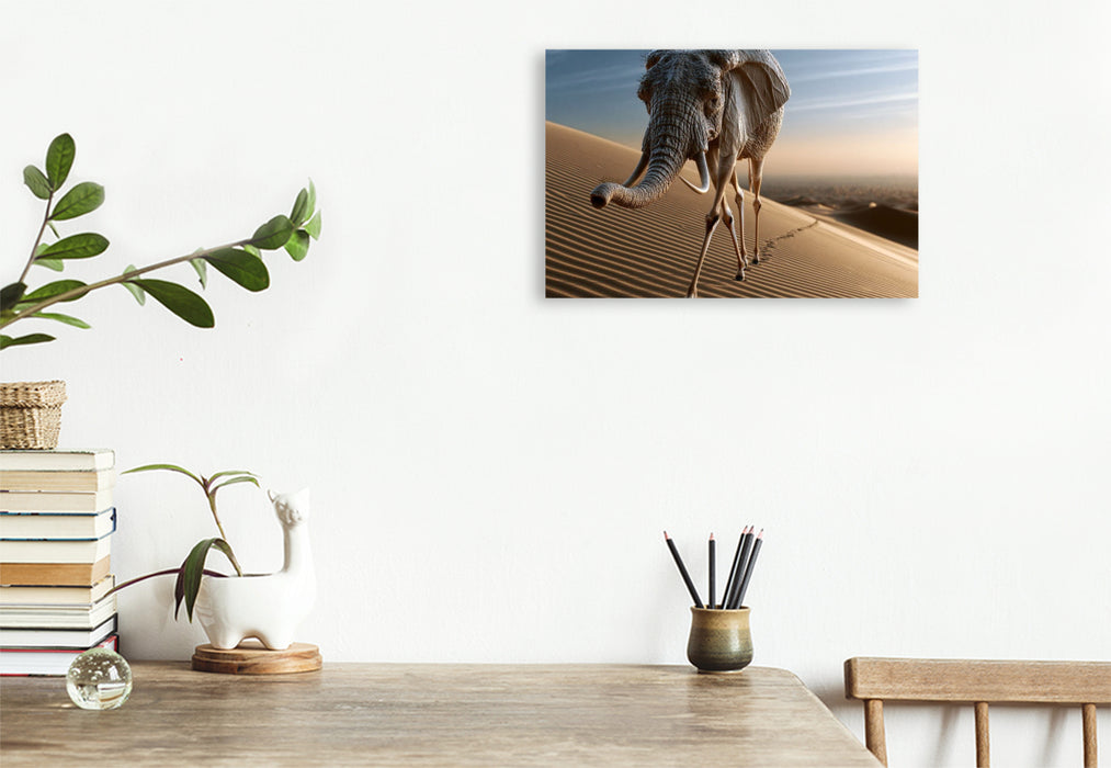 Premium Textil-Leinwand Wüstenelefant