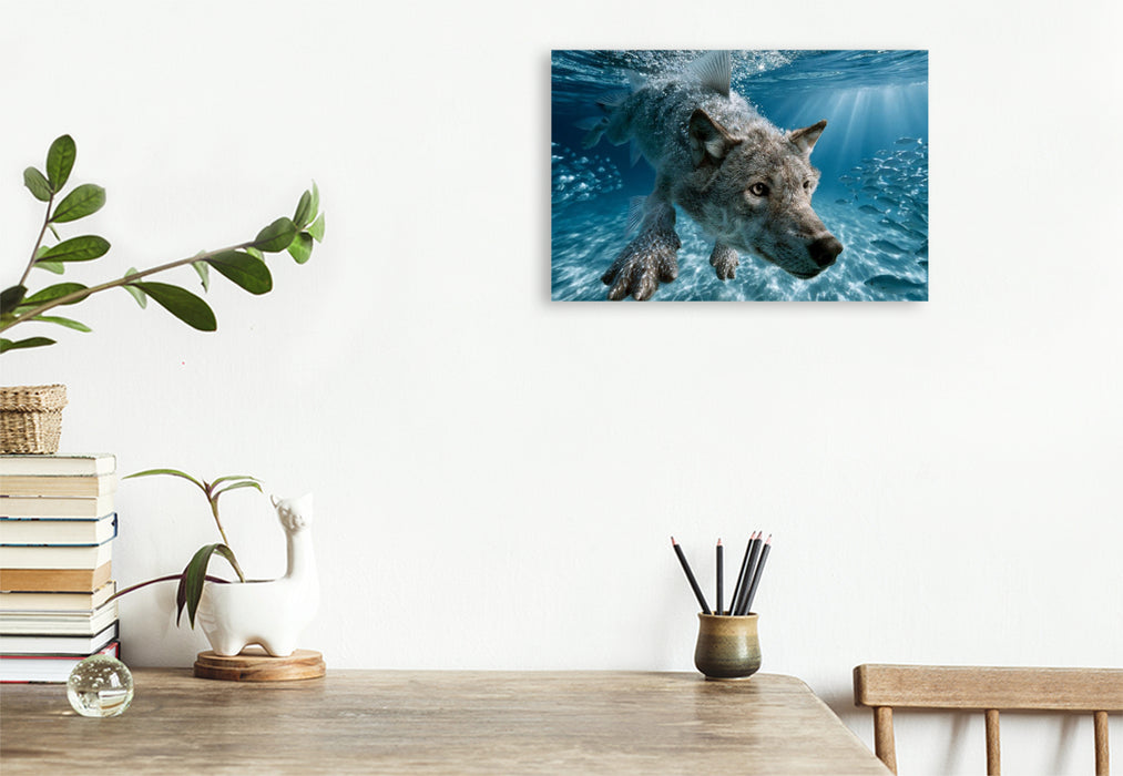 Premium Textil-Leinwand Meereswolf