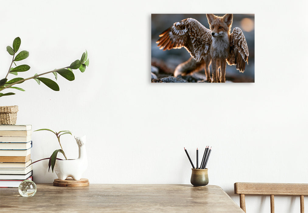 Premium Textil-Leinwand Flugfuchs