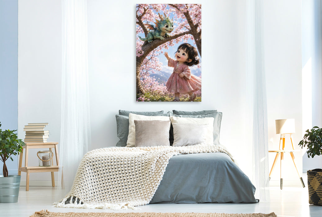 Premium Textil-Leinwand Unter den Kirschblüten