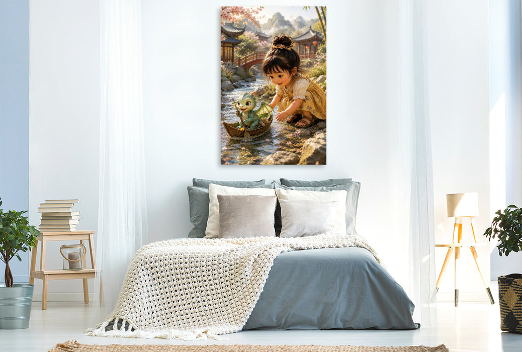 Premium Textil-Leinwand Kapitän kleiner Drache