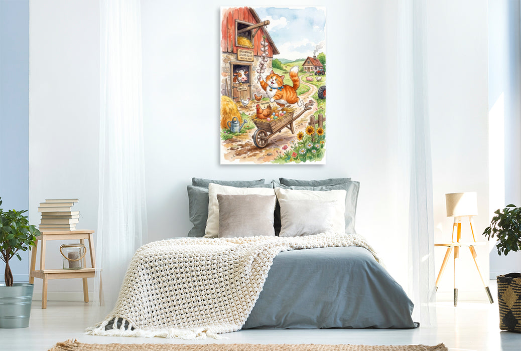 Premium Textil-Leinwand Bauernhofspaß das ganze Jahr