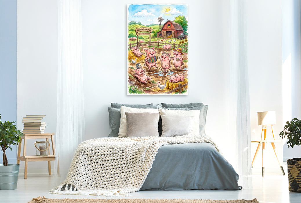 Premium Textil-Leinwand Bauernhofspaß das ganze Jahr