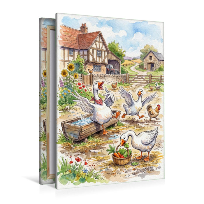Premium Textil-Leinwand Bauernhofspaß das ganze Jahr