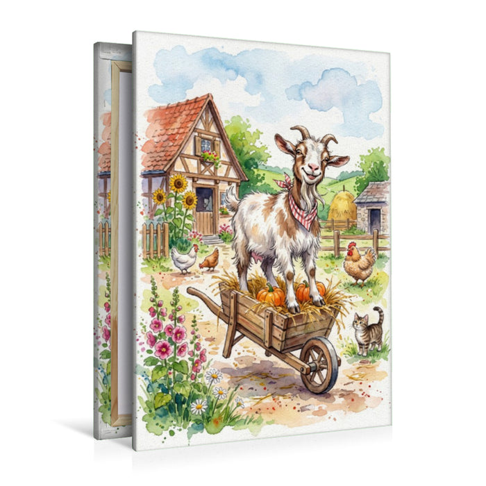 Premium Textil-Leinwand Bauernhofspaß das ganze Jahr