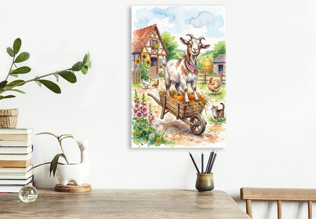 Premium Textil-Leinwand Bauernhofspaß das ganze Jahr