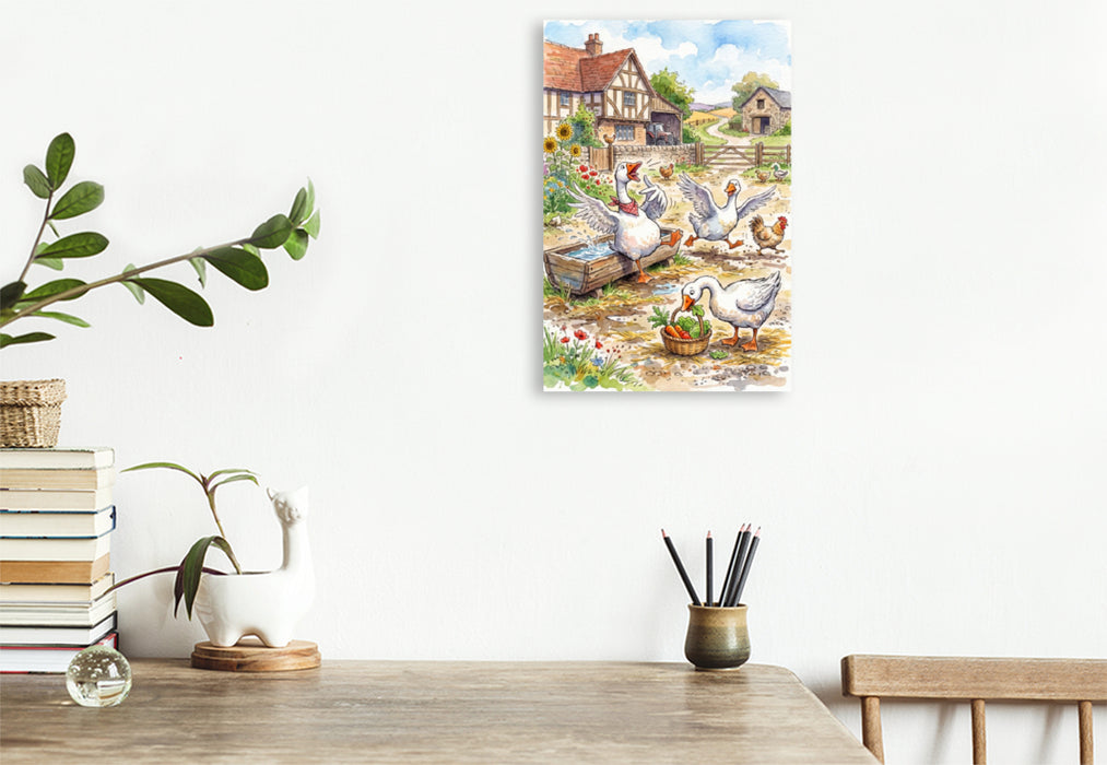Premium Textil-Leinwand Bauernhofspaß das ganze Jahr