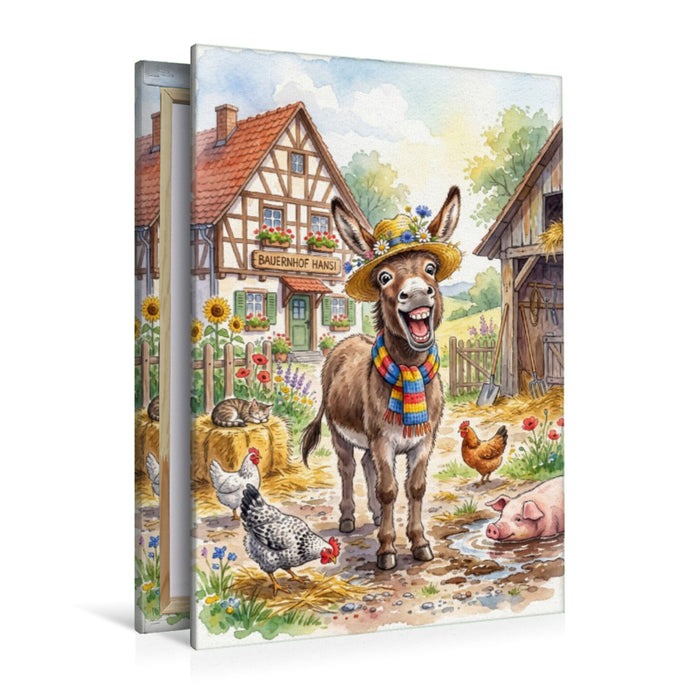 Premium Textil-Leinwand Bauernhofspaß das ganze Jahr