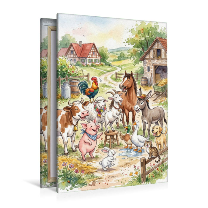 Premium Textil-Leinwand Bauernhofspaß das ganze Jahr