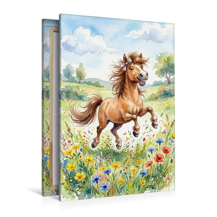 Premium Textil-Leinwand Springendes Fohlen