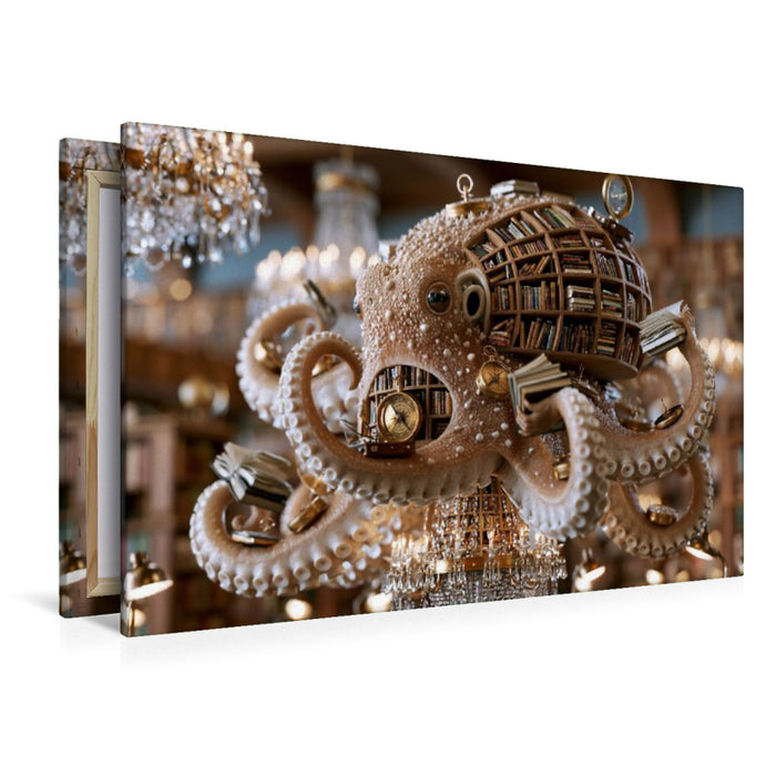 Premium Textil-Leinwand Bücherregaloktopus
