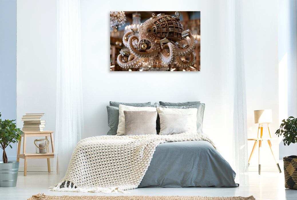 Premium Textil-Leinwand Bücherregaloktopus
