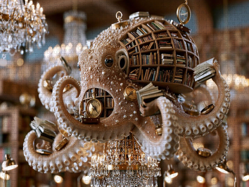 Bücherregaloktopus - CALVENDO Foto-Puzzle'