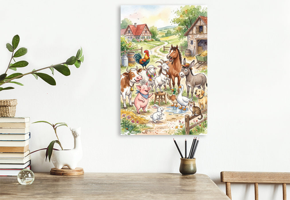 Premium Textil-Leinwand Bauernhofspaß das ganze Jahr
