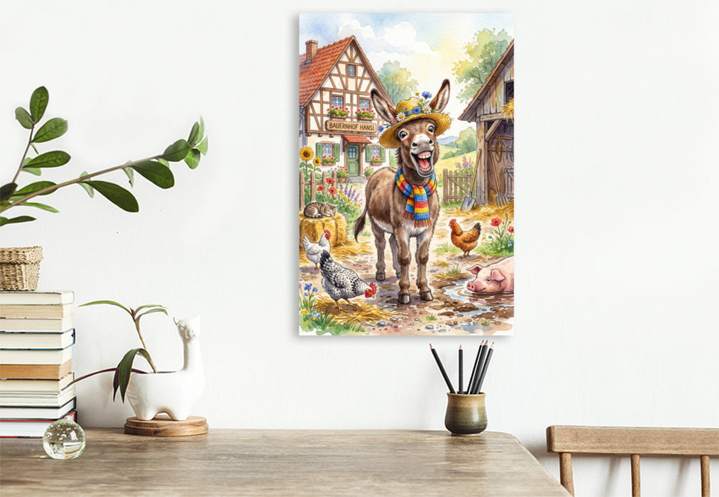 Premium Textil-Leinwand Bauernhofspaß das ganze Jahr