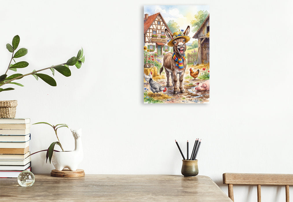 Premium Textil-Leinwand Bauernhofspaß das ganze Jahr