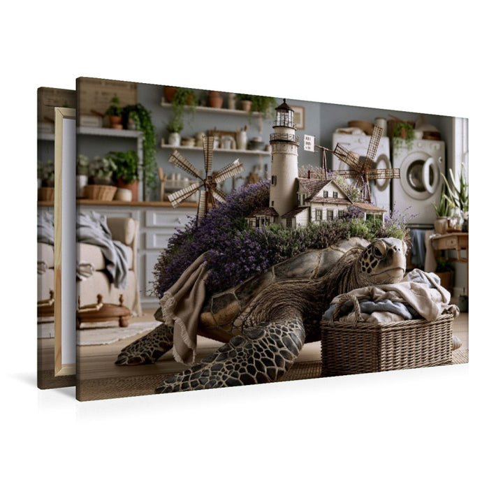 Premium Textil-Leinwand Leuchtturmschildkröte