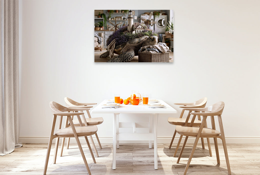 Premium Textil-Leinwand Leuchtturmschildkröte