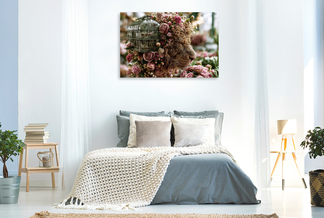 Premium Textil-Leinwand Rosenlöwe