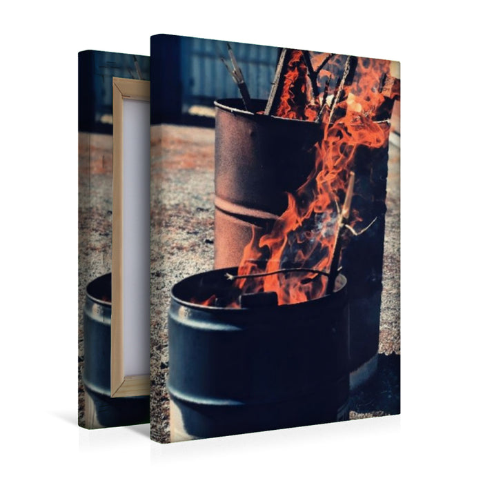Premium Textil-Leinwand Feuertonne